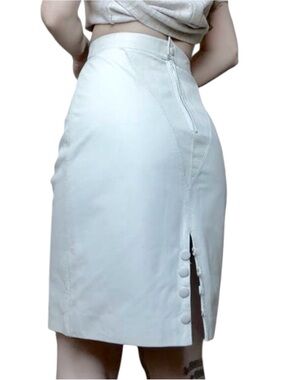 Ada Cream Leather Men's Shorts with Front Button Placket